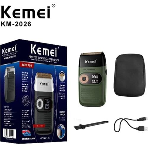 Kemei professional hair cleaning shave shaper foil electric shaver head shaving machine rotary motor electric razor for men