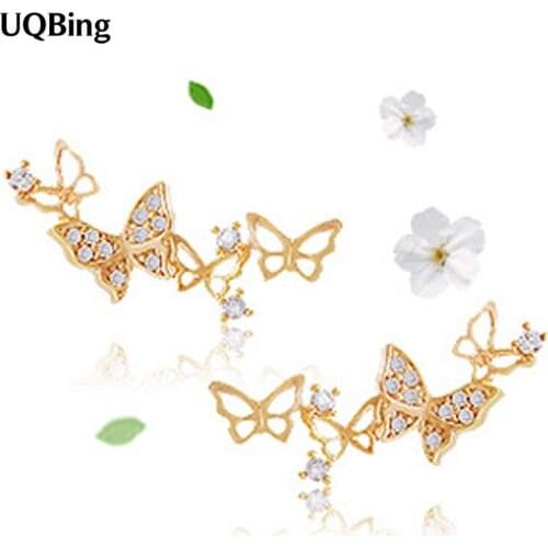 2016 Free Shipping Fashion 925 Sterling Silver Butterfly Stud Earrings Jewelry Pendientes Brincos