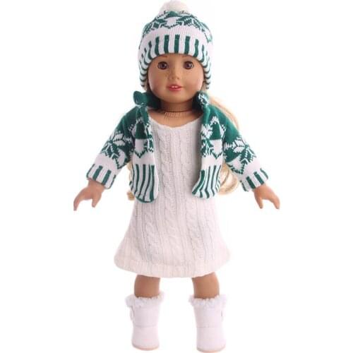 LUCKDOLL Knitted Suit&Hat&Dress Fit 18 Inch American&43 CM Baby Doll Clothes Accessories,Girls Toys,Generation,Birthday Gift