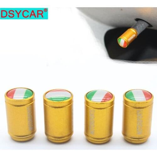 DSYCAR 4Pcs/lot Universal Italy flag Car Moto Bike Tire Wheel Valve Cap Dust covers Car Styling for Fiat Audi Ford Bmw car VW