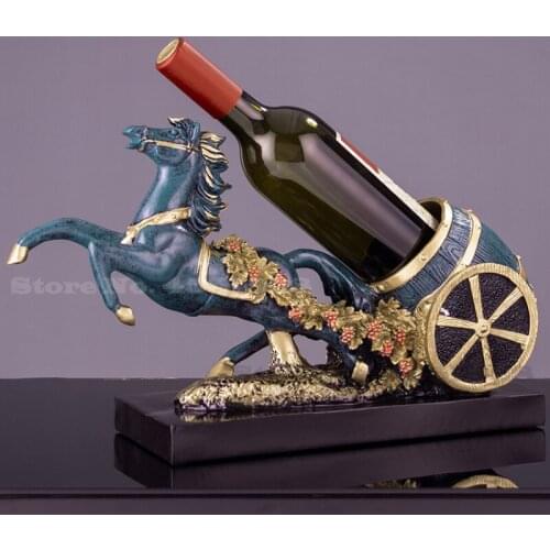 European Light Luxury Wine Rack Creative Resin Elephants Pull Carts Flying Horse Wine Rack Wine Cabinet Decoration Ornaments