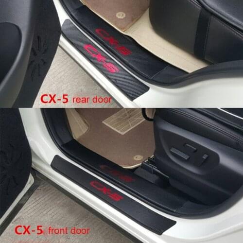 High Quality Carbon Fiber Car Door Sill For mazda CX-5 CX5 2014 2015 welcome pedal threshold carbon fiber Protect Stickers 8pcs