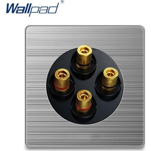 Wallpad 4 Audio Socket Wall Power Socket Electric Outlet Silver Stainless Steel Panel For Home