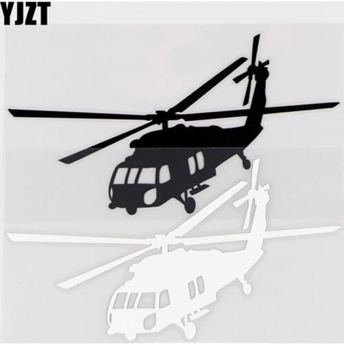 YJZT 15.2×7.9CM Airplane Cool Car Sticker Helicopter Aircraft Silhouette Vinyl Decals Black / Silver 10A-0557