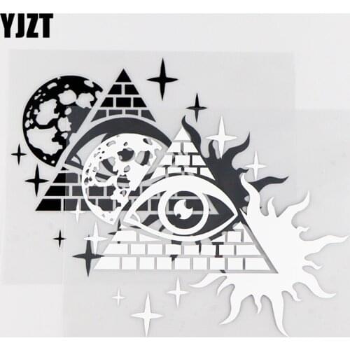 YJZT15.8X12.3CM Art Decorative Car Stickers Vinyl Decals Murals Eyes Sun Moon Stars Black / Silver 10A-0147