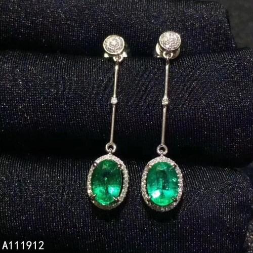 KJJEAXCMY fine jewelry natural Emerald 925 sterling silver women gemstone earrings support test popular