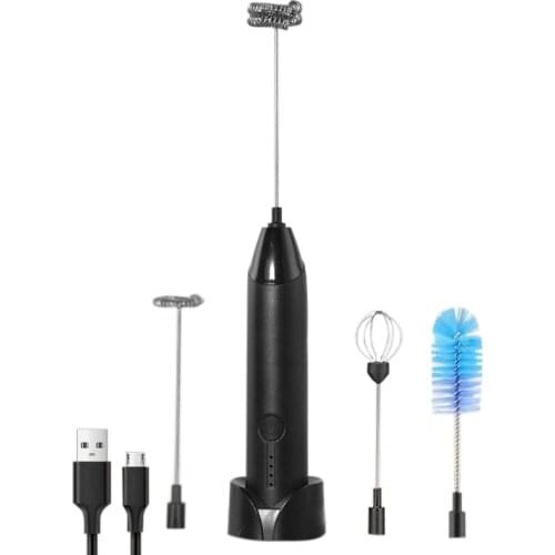 3-Speed Adjustable Whisk USB Rechargeable Handheld Coffee Milk Frother Foamer Mixer for Coffee Frappe Latte