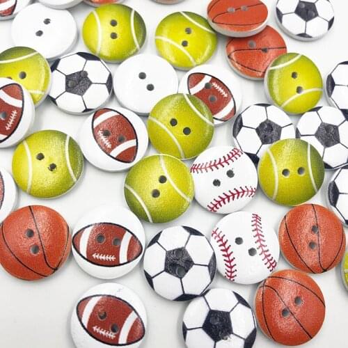 New 50pcs football Wood Buttons 20mm Sewing Craft Mix Lots WB705