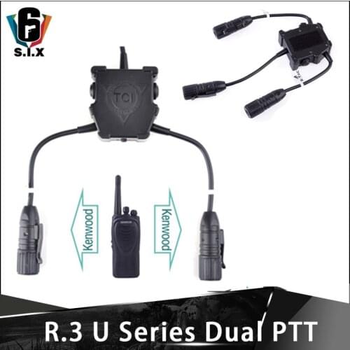 Z-tac R.3 U Series Dual PTT Headset Accessories Airsoft Connector Simultaneous Connection Of Two Walkie-talkie Kenwood Headset