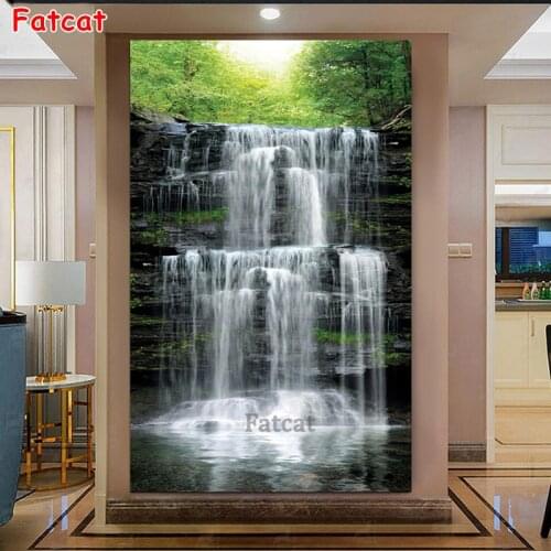 5D DIY Diamond Painting Landscape Waterfall Embroidery Cross - stitch Full Square Diamonds Icon Home Decoration Large PP2039
