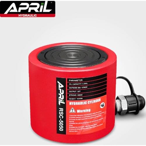 APRIL Low Height Hydraulic Cylinder RSC-5050 Hydraulic Jack with tonnage of 50T, work travel of 50mm
