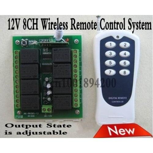 12V 8 CH channel RF Wireless Remote Control Switch & Remote Control System receiver and transmitter 500-1000M Learning code