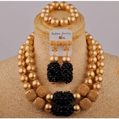 Black Crystal Necklace Set African Crystal Beads Jewelry Set for Brides Nigerian Wedding Gift