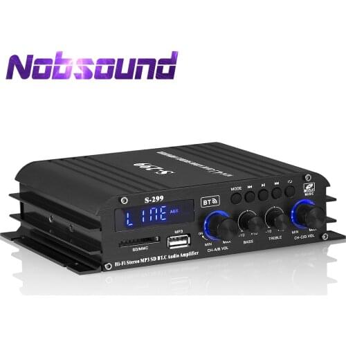 Nobsound HiFi 4.0 Channel Bluetooth 5.0 Digital Power Amplifier for Home/Car/Marine Stereo Audio Amp Receiver USB Music Player