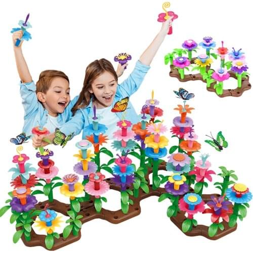 Flower Playset Arrangement Toy Interconnecting Blocks DIY Educational Building Construction Toys For Children