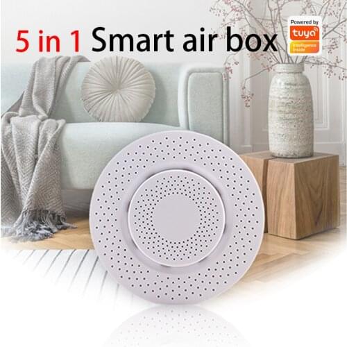 Tuya WIFI Smart Air Box 5 in 1 Carbon Dioxide Detector CO2 Gas Sensor Formaldehyde VOC Temperature Humidity Sensor App Control