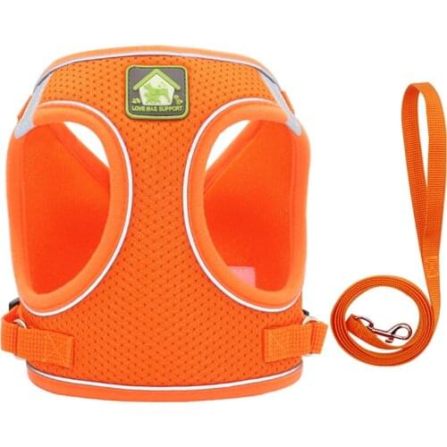 FML Pet Harness Step-in Reflective Dog Harness No Pull Mesh Bulldog Harness Small Dogs Harnesses Vest Leash Set for Cats Walking