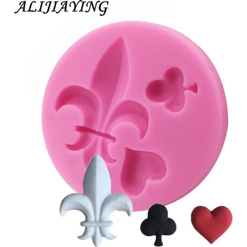 Poker Cookie Mold Playing Cards Cake Fondant Mold Heart Plum blossom silicone mold Cake decorating tools D0953