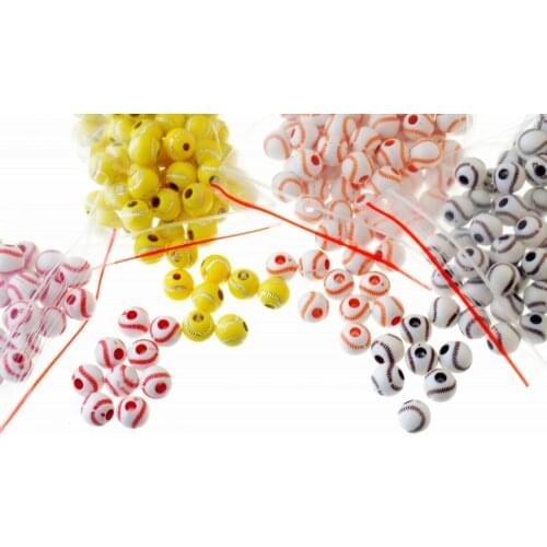 Hot 50pcs Charm Acrylic Baseball Spacer Beads 11mm Jewelry Findings