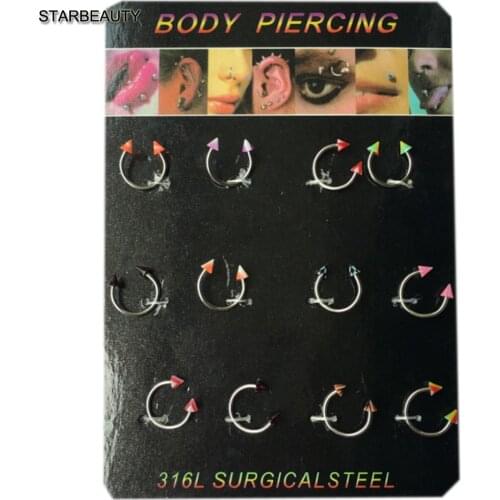 12 Pcs/Lot Hot Nose rings 12mm*8mm Nose piercing Acrylic Indian Nose Ring Septum Nipple Rings Body Jewelrys
