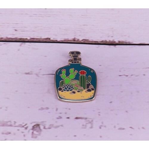 Beautiful cactus terrarium enamel pin succulent plant brooch