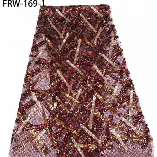 Beautiful African Lace Fabric French Tulle Lace Fabric Latest Sequin Lace Fabric 5 Yards for Dress FRW-169