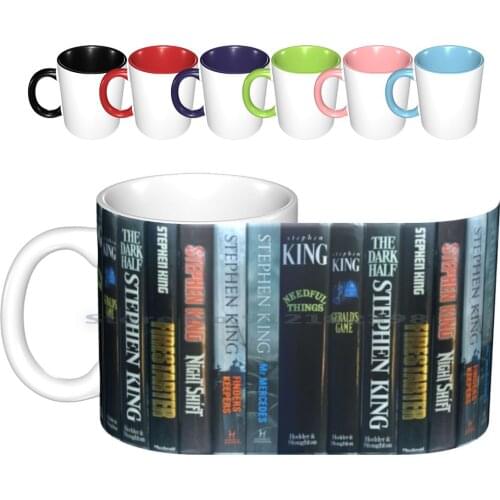 Sk Mix Ceramic Mugs Coffee Cups Milk Tea Mug Books Spines Stephen King King Horror Novels Stories Fiction Creative Trending