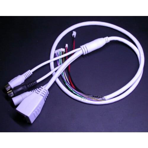 LAN cable for CCTV IP camera board module ( with 2x RCA connectors for audio ) ONLY white color