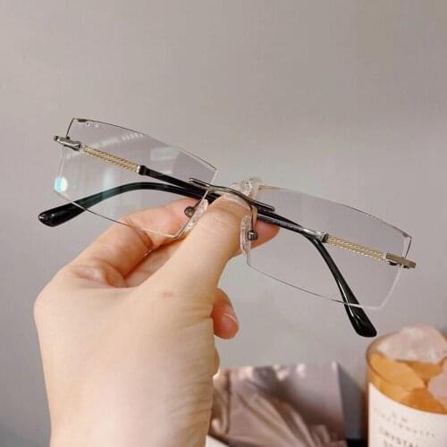 High Quality Bluelight Blocking Prescription Glasses Men Reading Glasses Business Style Progressive Diamond Cutting Eyeglasses