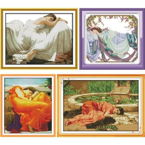 Cross Stitch Kit Joy Sunday Sleeping Beauty Stamped Patterns 11CT 14CT Counted Printed Craft Embroidery Decoration Gift Set Art