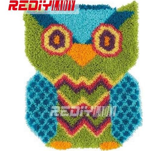 Latch Hook Rug Kits Unfinished Crocheting Tapestry 3D Yarn Needlework Cushion Sets for Embroidery Carpet Cartoon Cute Eagle Mat