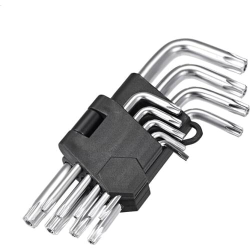 Uxcell Torx Hex Key Set, 9 in 1 Anti Tamper Star Bit Wrench L-Shape T10 - T50 (Small)