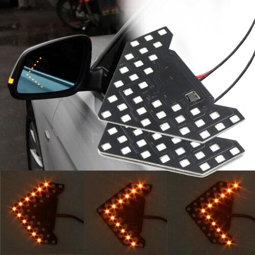 Niscarda 2pcs 33SMD LED Arrow Light Auto Car Rearview Side Mirror Light LED Flowing Turn Signal Indicators Amber Sequential
