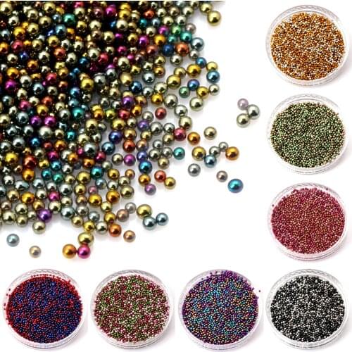 Olingart 3 metal Colors mixing 1set Micro Ball Micro Crystal Nail Caviar Beads Glass Trend Nail Art Decorations Tips Nail Art