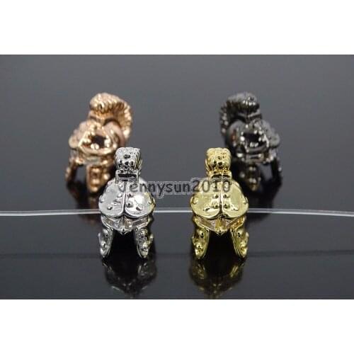 Clear Zircon Gems Stone Pave Knight Helmet Mask Bracelet Connector Charm Beads Silver Gold Rose Gold Gunmetal 20Pcs/Pack