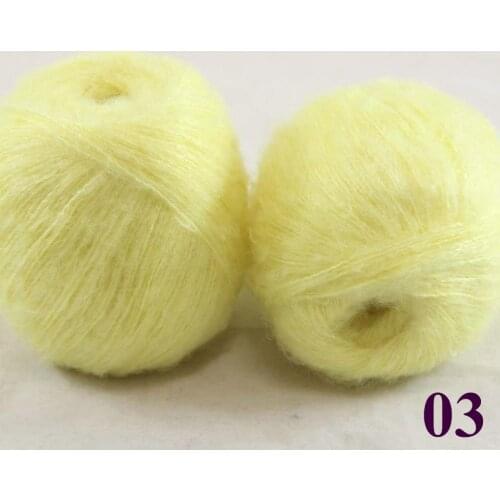 Sale Lot of 2 balls x 50g LACE MOHAIR Cashmere silk hand Yarn Knitting Corn Yellow 290-03