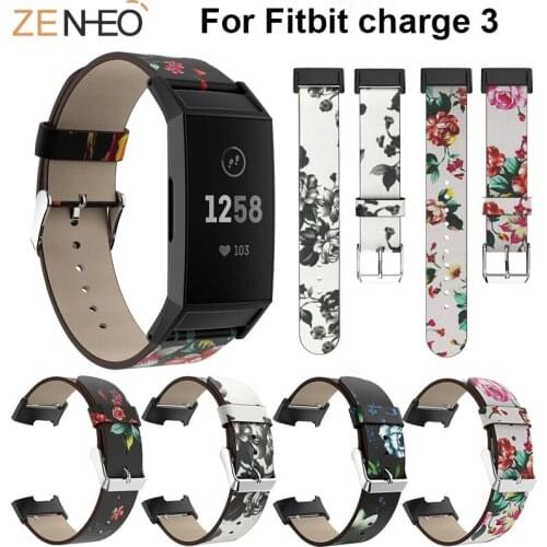 Printing Leather Wristband For Fitbit Charge 3 Smart Accessories Watches Straps Replacement For Fitbit Charge 3 Bracelet Band