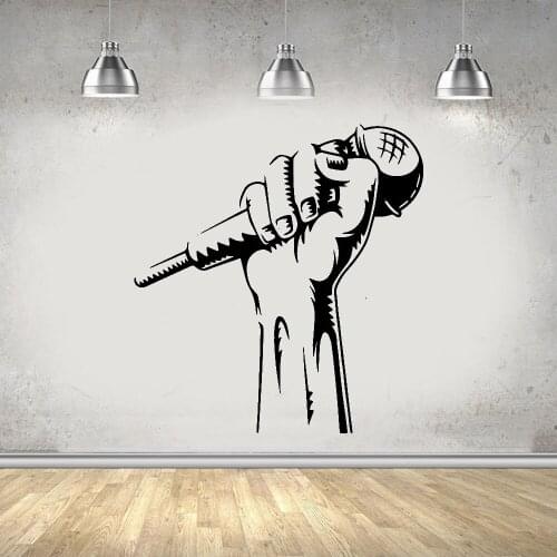 Carved Microphone Music Removable Pvc Wall Stickers Decor Living Room Bedroom Mural Poster Teenage Gift A514