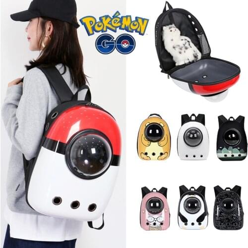 Pokemon Pet Backpack Portable Dog Cat Back Bag Breathable Space Capsule Astronaut Travel Bag Transparent Outdoor Cat Strap Bag