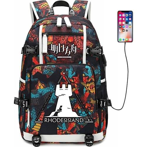 Cartoon Arknights Game Backpack USB Port Rucksack Bag Snake Pattern Teenager Student BookBags travel Shoulder Laptop Bag