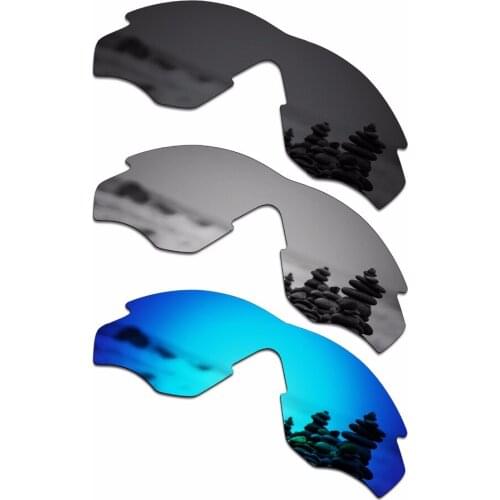 SmartVLT 3 Pieces Polarized Sunglasses Replacement Lenses for Oakley M2 Frame Stealth Black and Silver Titanium and Ice Blue