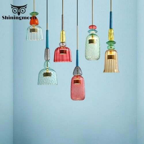 Modern Colorful Candy LED Pendant Lights Nordic Living Room Decoration Kitchen Hanging Lamps Dining Room Cafe Loft Pendant Lamp