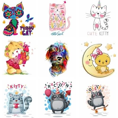 Cartoon Animal Stickers Clothing Patches Washable Iron On Heat Transfer Fashion Stickers Iron on Patches For Clothing Stripes