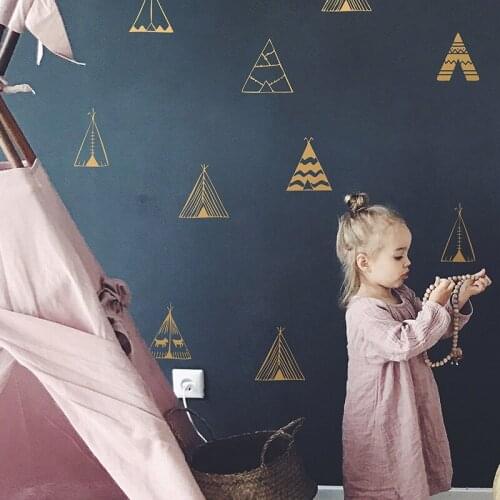 Nursery Kids Boys Girls Small Pattern Bedroom Decoration TeePee Playtime Home Decor Vinyl Art Wall Decor LY1668
