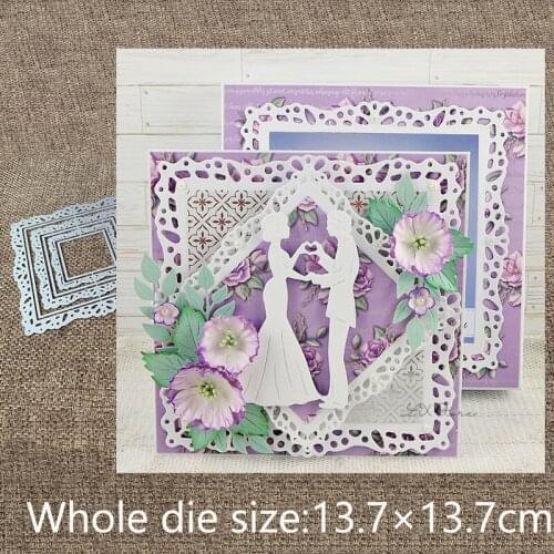 XLDesign Craft Metal Cutting Dies stencil mold 6Pcs square lace frame scrapbook Album Paper Card Craft Embossing die cuts
