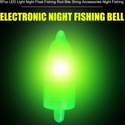 5pcs Fishing Rod Tip Clips Tool Accessories Fishing Bells Alarm Night Luminous Fishing Rod Tip Bite LED Light Ring Bell