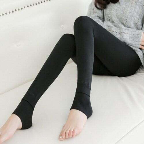 Women Solid Winter Keep Warm Plus Velvet Thicken Elastic Trousers Leggings Pants