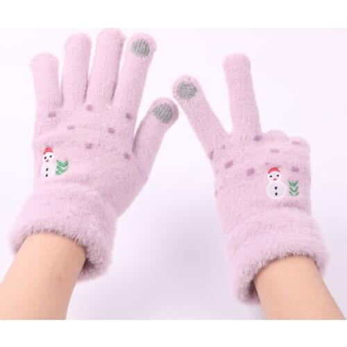 Winter Knitted Gloves Full Finger Winter Gloves Touch Screen Mittens Female Gloves Christmas Gift
