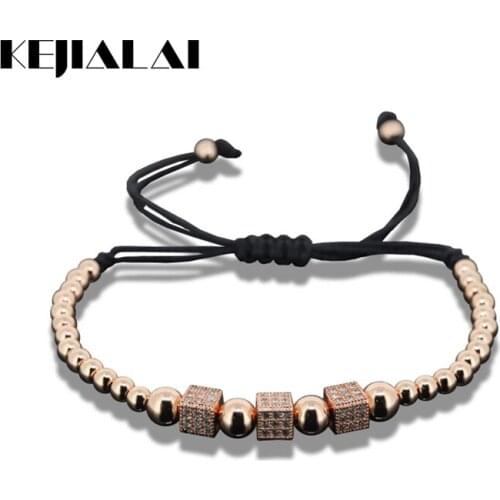 1pcs 2017 Charm Micro Pave CZ Square Beads Men Macrame Bracelet Brand Anil Arjandas Round Bead Women Macrame Bracelet