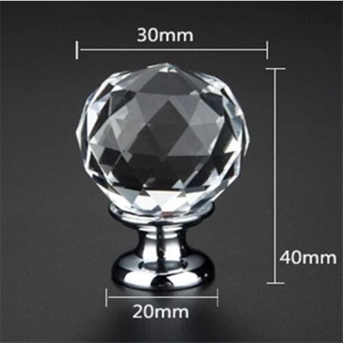1pcs Single Hole 30MM Crystal Glass Ball Handle Handle European Cabinet Door Drawer Handle Furniture Hardware Accessories